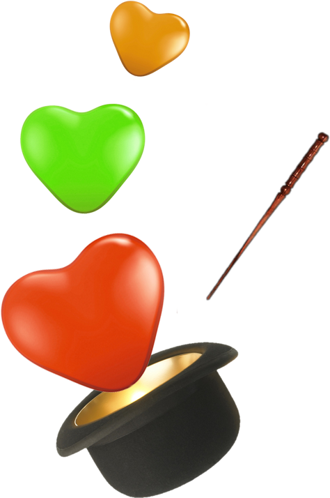 Herzen, die aus einem Hut gezaubert werden